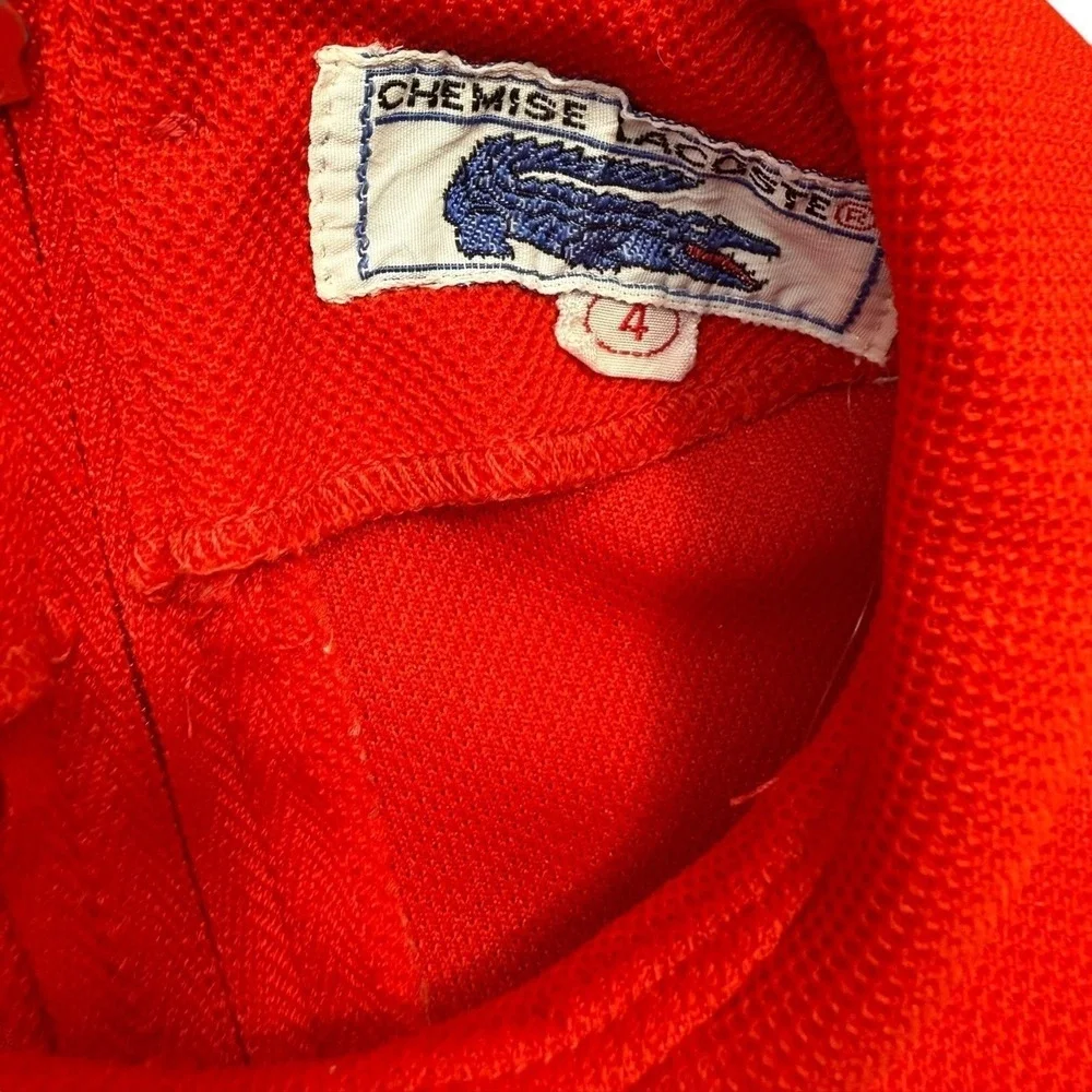 Vintage Lacoste Red Polo Dress Girls Size 4 Pique Plaid Trim